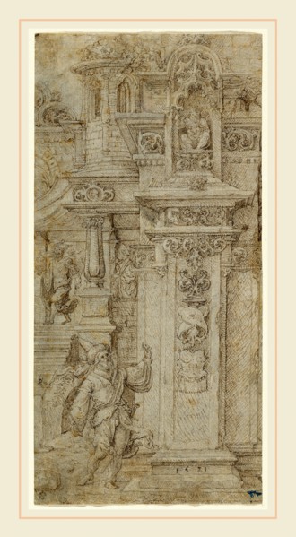 Jan Gossaert (Netherlandish, c. 1478-1532), Two Kings and a Woman Leaving an Elaborate Palace,