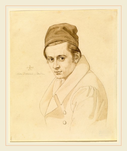 Carl Oesterley, German (1805-1891), Adolf Zimmermann, 1828, pen and brown ink with brown wash over