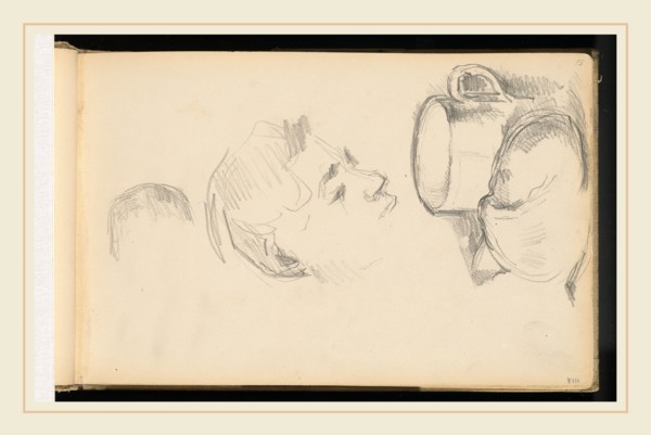 Paul Cézanne, A Head, a Cup, and a Bread Roll, French, 1839-1906, 1891-1894, graphite on wove paper