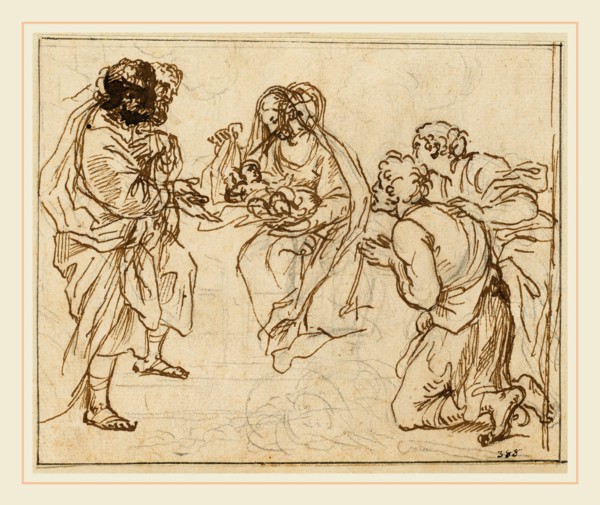 Agostino Masucci, Italian (1691-1758), The Adoration of the Shepherds, black chalk with brown ink
