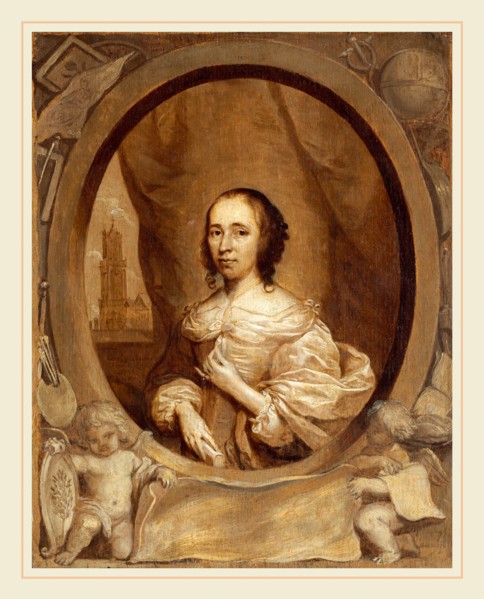 Cornelis Jonson van Ceulen,English, (1593-1661), Anna Maria van Schurman, 1657, oil on panel