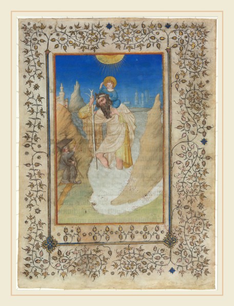 Limbourg Brothers, Saint Christopher Carrying the Christ Child, Netherlandish, active 1406-1416, c.