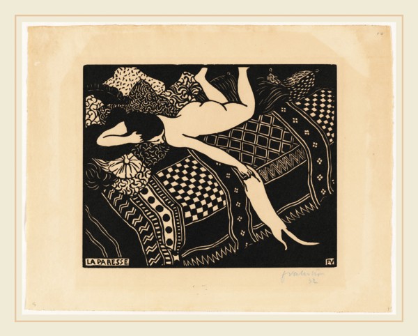 Félix Vallotton, La paresse (Laziness), Swiss, 1865-1925, 1896, woodcut on cream wove paper