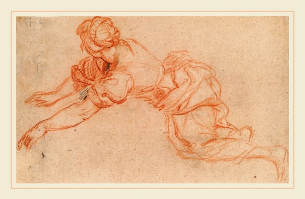 Charles de La Fosse, Young Woman Kneeling and Reaching Forward [verso], French, 1636-1716, c. 1698,