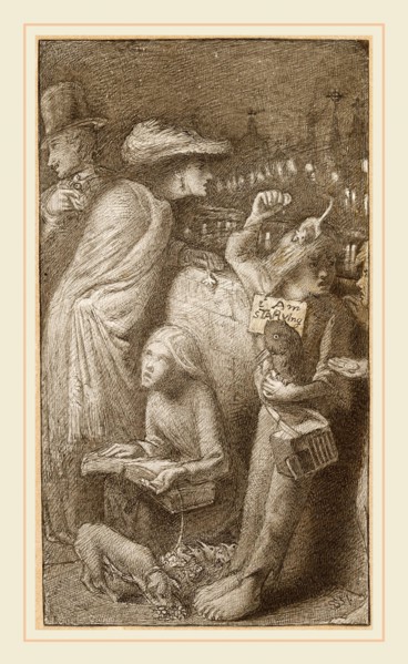 Simeon Solomon, I Am Starving, British, 1840-1905, 1857, pen and black ink with gray wash