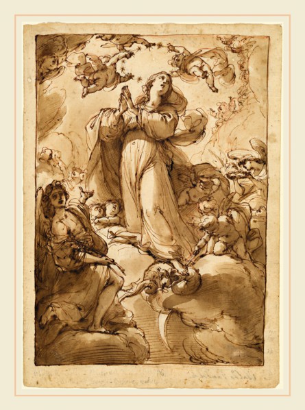 Ubaldo Gandolfi, Italian (1728-1781), The Virgin of the Immaculate Conception, 1768-1778, pen and