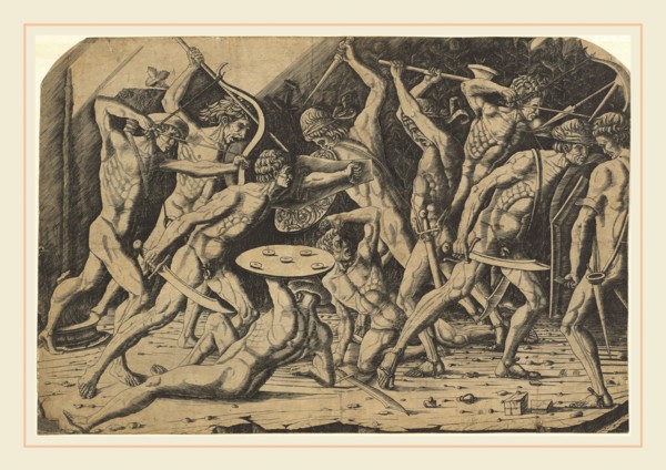 Andrea Mantegna or School after Antonio del Pollaiuolo, Battle of Naked Men, 1460s, engraving on