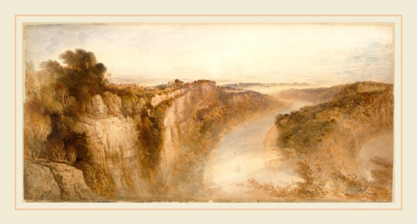 John Martin, View on the River Wye, Looking towards Chepstow, British, 1789-1854, 1844, watercolor,