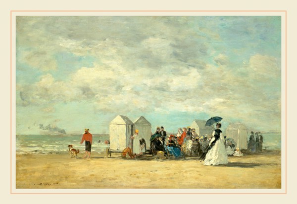 EugÃ¨ne Boudin, Beach Scene, French, 1824-1898, 1862, oil on wood
