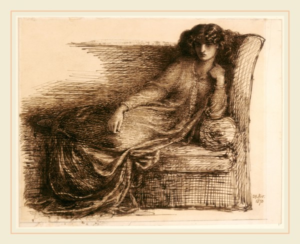 Dante Gabriel Rossetti, Jane Morris, British, 1828-1882, 1870, pen and iron gall ink with brown