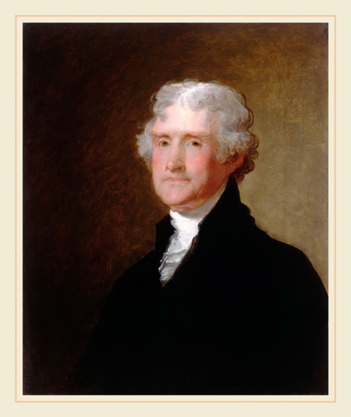 Gilbert Stuart, Thomas Jefferson, American, 1755-1828, c. 1821, oil on wood