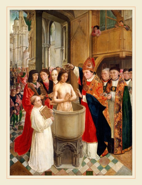 Master of Saint Giles, The Baptism of Clovis, Franco-Flemish, active c. 1500, c. 1500, oil on panel