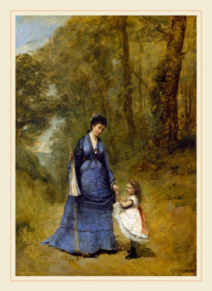 Jean-Baptiste-Camille Corot, Madame Stumpf and Her Daughter, French, 1796-1875, 1872, oil on canvas