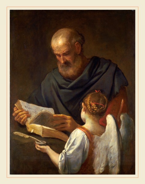 Simone Cantarini, Saint Matthew and the Angel, Italian, 1612-1648, c. 1645-1648, oil on canvas