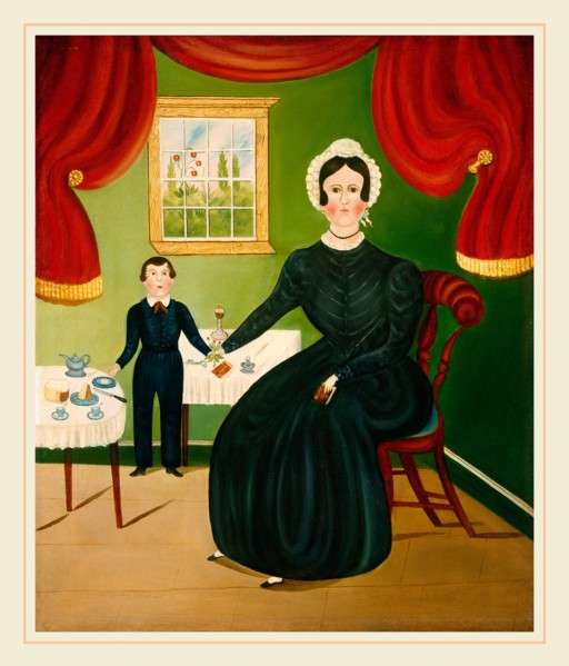 American 19th Century, Interior Scene, c. 1840, oil on canvas