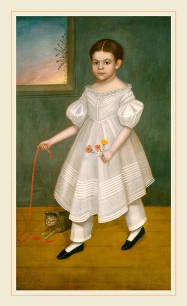 Joseph Goodhue Chandler, Girl with Kitten, American, 1813-1884, c. 1836-1838, oil on canvas