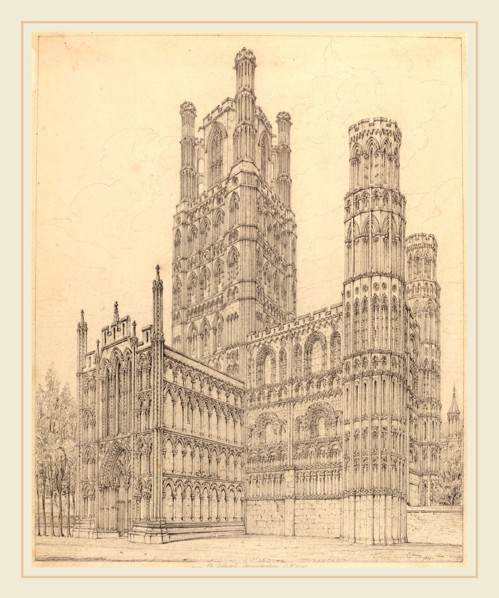 John Coney, British (1786-1833), Ely Cathedral, Cambridgeshire, S.W. View, 1820, graphite on heavy