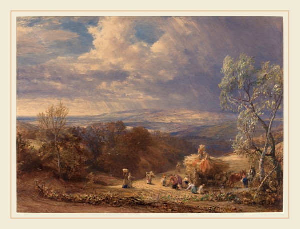 Samuel Palmer, British (1805-1881), Harvesting, c. 1851, watercolor and gouache over graphite with