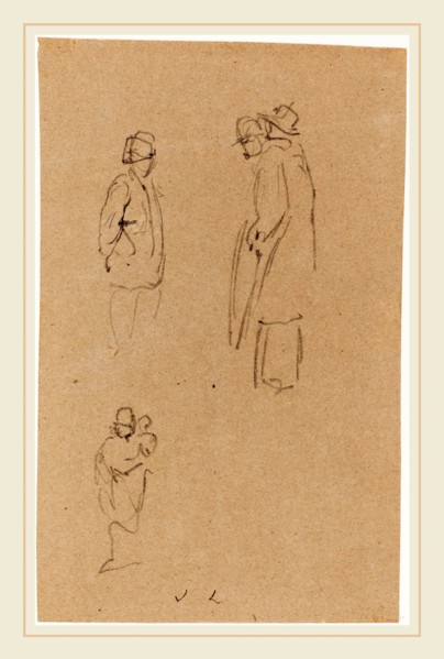 John Linnell, British (1792-1882), Figure Studies, graphite on brown wove paper