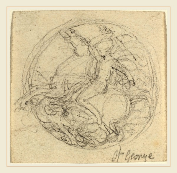 John Flaxman, British (1755-1826), Design for a Medal Representing Saint George and the Dragon,
