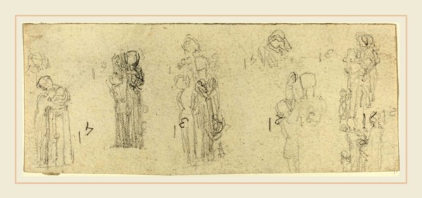 John Flaxman, British (1755-1826), Sheet of Studies [recto and verso], graphite