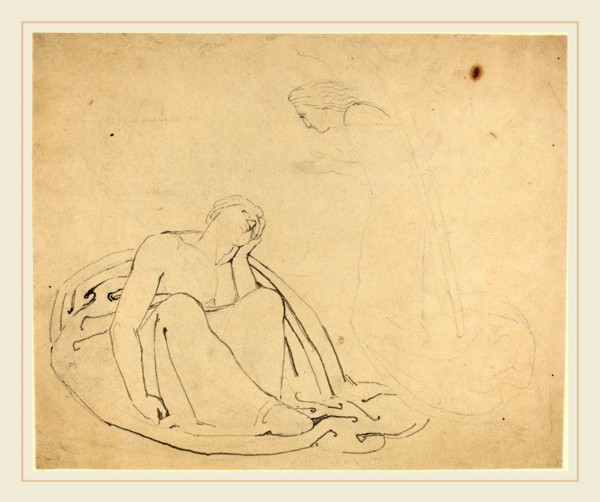 John Flaxman, British (1755-1826), Study for a Monument, pen and gray ink over graphite