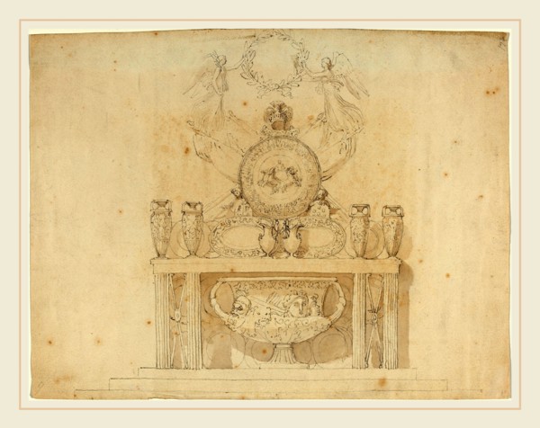 John Flaxman, British (1755-1826), Study for Decorations of Buckingham Palace, pen and gray ink