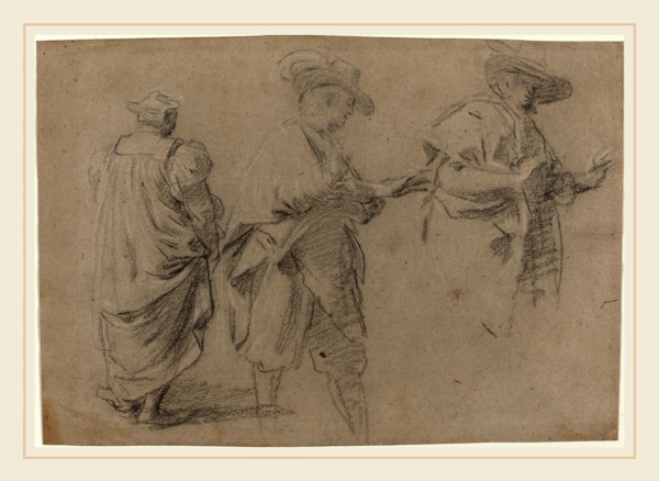 Attributed to Eustache Le Sueur, French (1617-1655), A Judge and Two Gentlemen Lawyers, black chalk