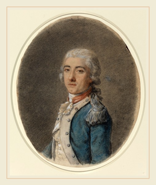 French 18th Century, Portrait of a Man in a Military Uniform, 18th century, black, blue, and red