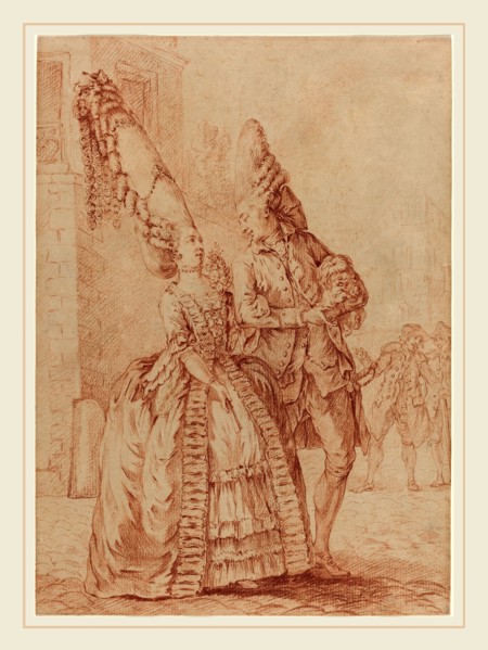 Pierre Thomas Le Clerc, French (born c. 1740), A Lady and Gentleman with Exaggerated Headdresses,
