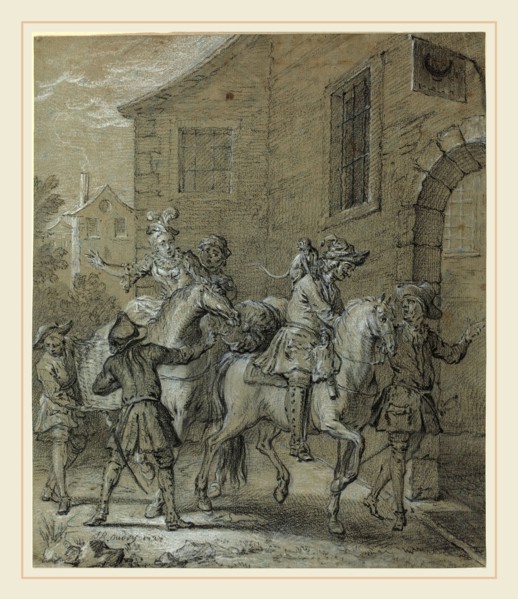 Jean-Baptiste Oudry, French (1686-1755), L'Arrivee de l'Operateur dans l'hotellerie, 1727, black