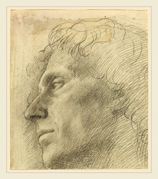 Alphonse Legros, Head of a Man Facing Left, French, 1837-1911, graphite on laid paper