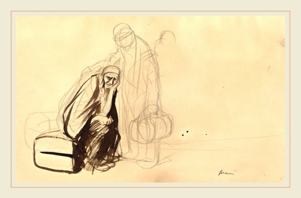 Jean-Louis Forain, The Departure for Versailles, French, 1852-1931, c. 1919, brush and brown ink