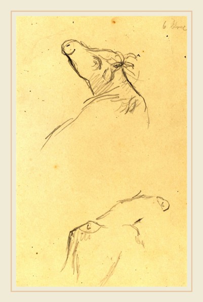 Paul Gauguin, French (1848-1903), Two Cow's Heads [verso], 1884-1888, graphite on wove paper