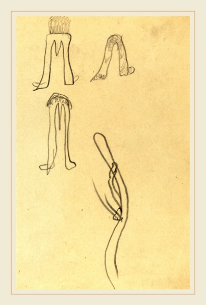 Paul Gauguin, French (1848-1903), Four Fantastic Forms [recto], 1884-1888, graphite on wove paper