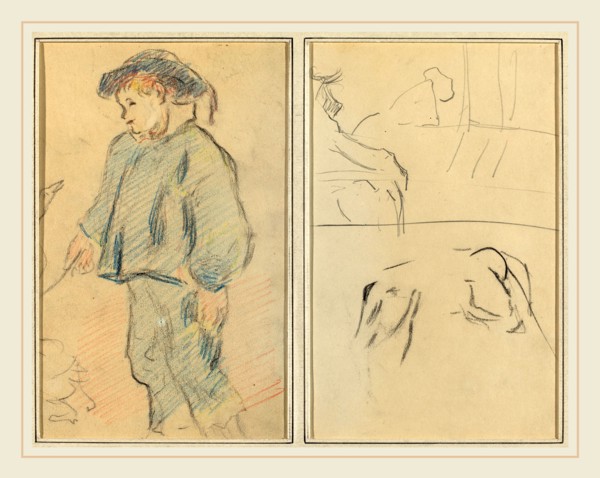 Paul Gauguin, French (1848-1903), Breton Boy Tending Geese; Cows and a Figure Leaning on a Ledge