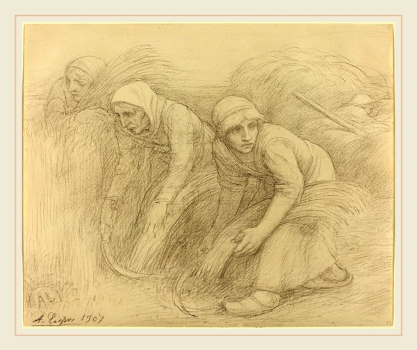 Alphonse Legros, The Reapers, French, 1837-1911, 1907, metalpoint on white prepared paper