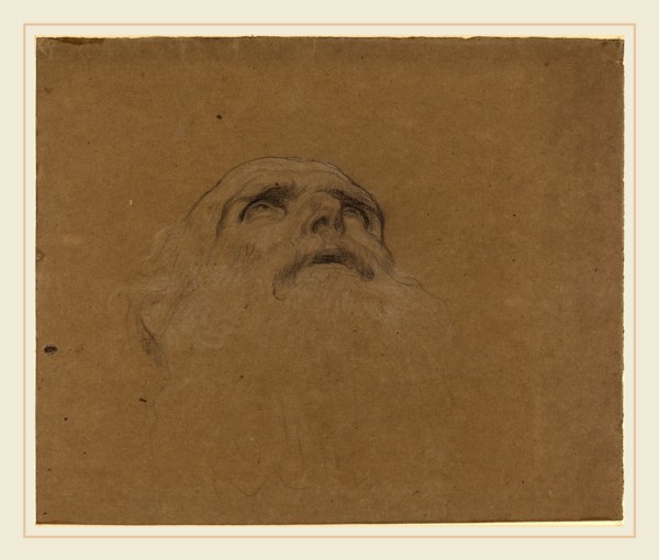 Attributed to Alphonse Legros, Head of an Old Man, French, 1837-1911, black chalk, heightened with