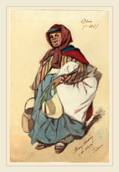 Henry Bonaventure Monnier, French (1805-1877), Artois, 1869, pen and red ink and watercolor over