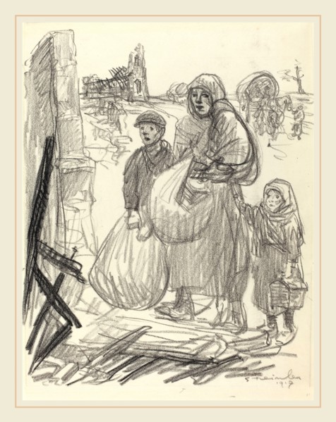 Théophile Alexandre Steinlen, C'est ici, chez nous!, Swiss, 1859-1923, 1917, black chalk