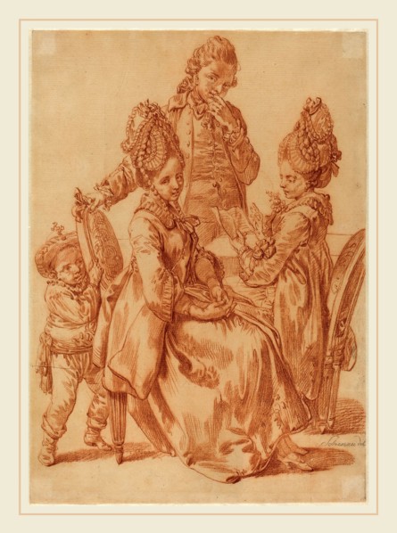 Johann Eleazar Schenau, German (1737-1806), The Letter, red chalk on laid paper