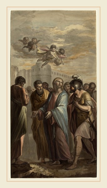 Ernest Zacharias Platner, German (1773-1855), Christ with Apostles and a Roman Soldier, watercolor