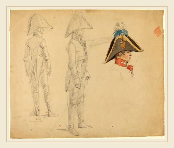 Wilhelm von Kobell, German (1766-1853), Studies of Major von Washington, graphite and watercolor on