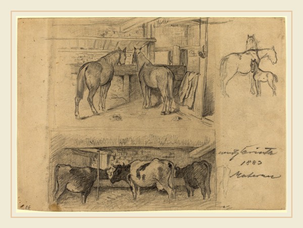 Lovis Corinth, German (1858-1925), The Barn, 1883, graphite on wove paper