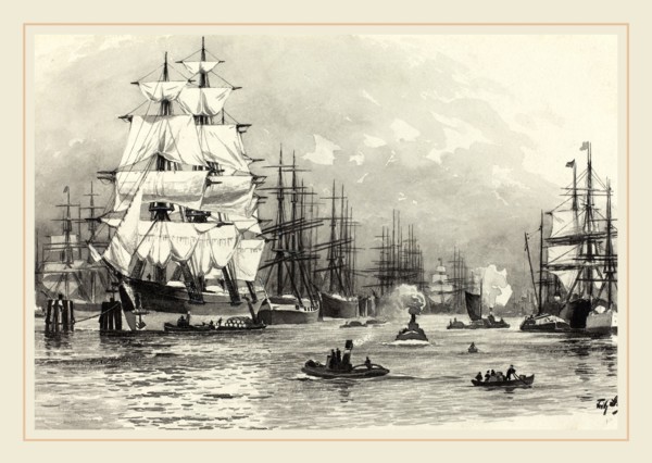 Fritz Stoltenberg, German (1855-1921), Segelschiff-Hafen, 1893, watercolor