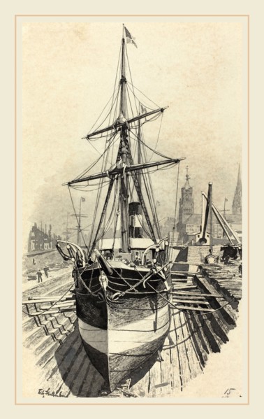 Fritz Stoltenberg, German (1855-1921), Auswanderer-Dampfer, 1893, watercolor