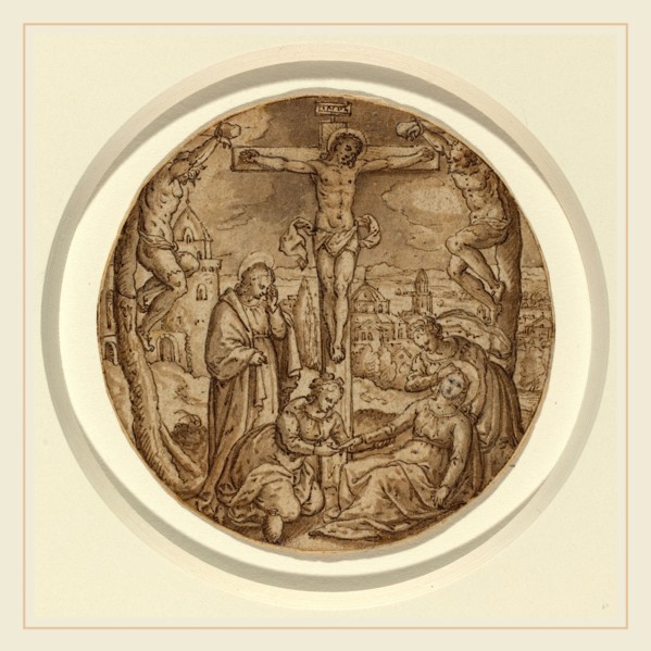 Hans Bol (Netherlandish, 1534-1593), The Crucifixion, 1570s, pen and brown ink with brown wash on