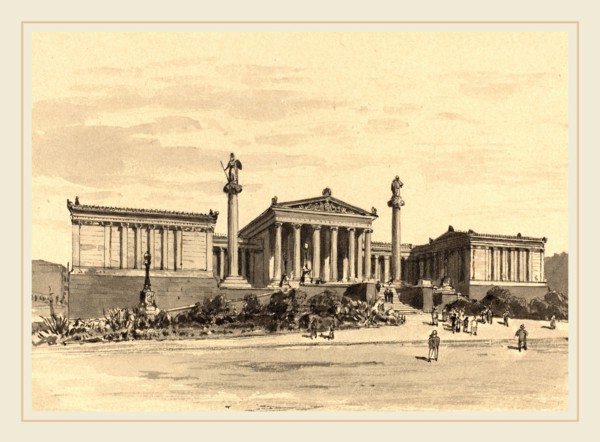 Themistocles von Eckenbrecher, German (1842-1921), Academy, 1890, pen and black ink and watercolor