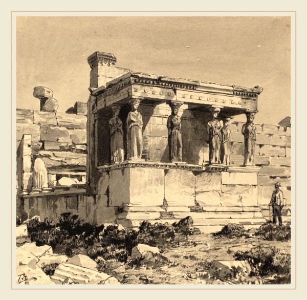 Themistocles von Eckenbrecher, German (1842-1921), Erechtheion, 1890, pen and black ink and