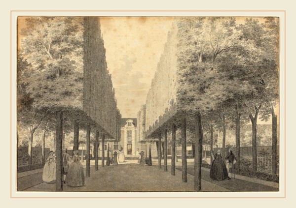 Cornelis Pronk, Dutch (1691-1759), Ladies and Gentlemen Enjoying a Dutch Garden, 1739, pen and gray